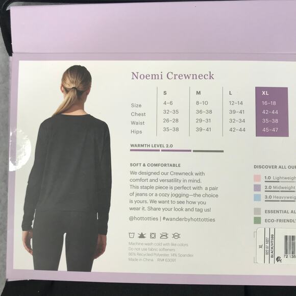 Wander by HotTotties Top Womens XL Black Midweight Thermal Base Layers Noemi - Picture 5 of 6